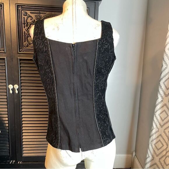 Tripp NYC Vintage Corset Bustier Velvet Damask Lace-Up Goth Victorian X - Picture 3 of 9